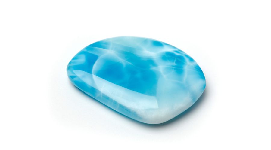 Larimar stone isolated against a white background