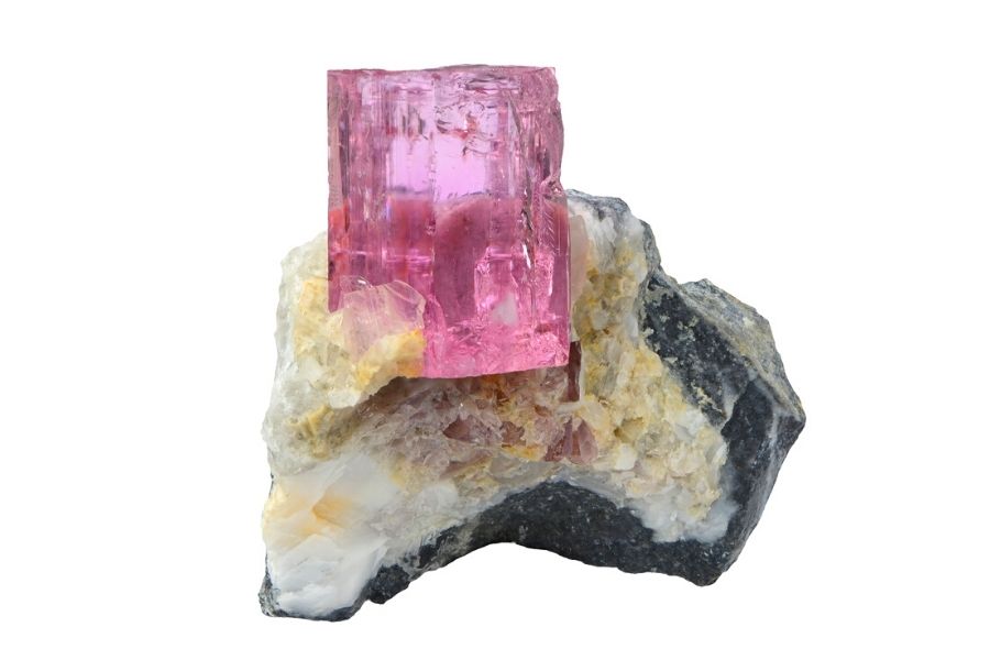 Pink topaz on a white background.