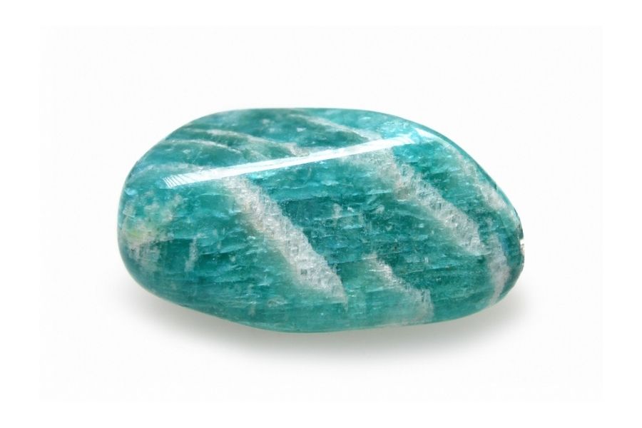 Amazonite on a white background