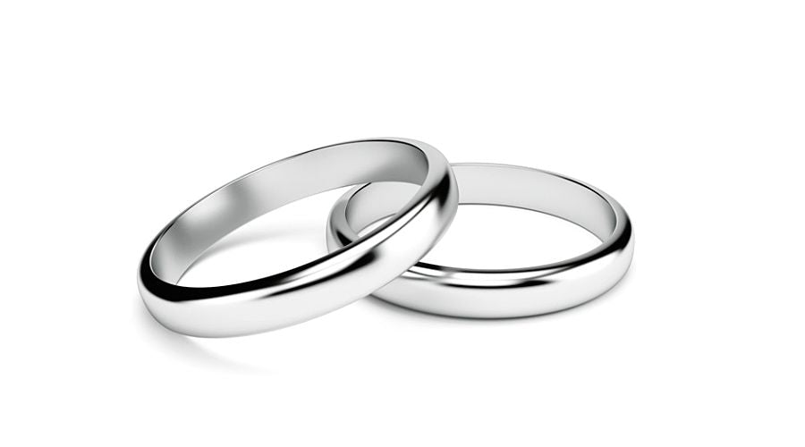 palladium rings on white background