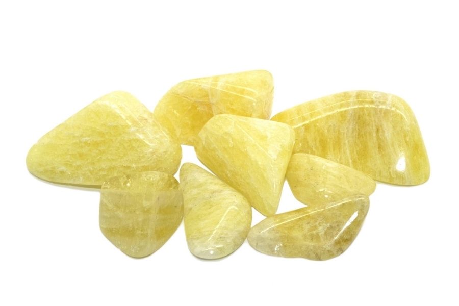 Danburite stones on a white background.