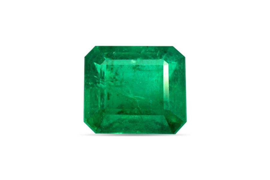 Emerald stone on a white background