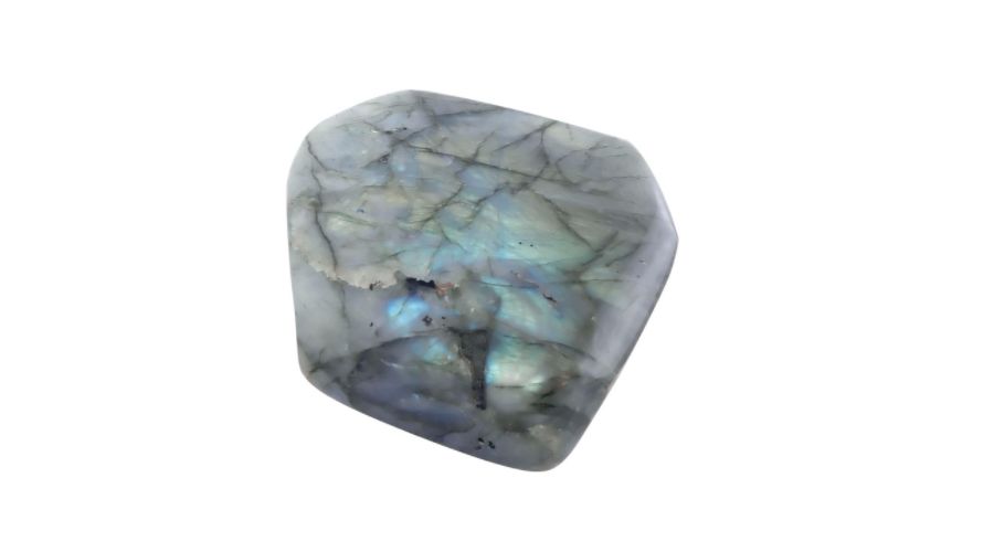 Gray labradorite isolated on a white background