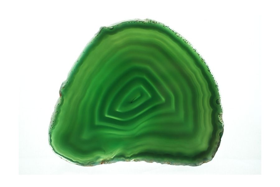Green agate on a white background