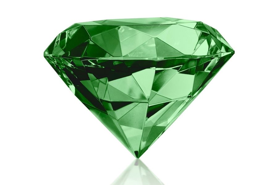 Green diamond on against a white background