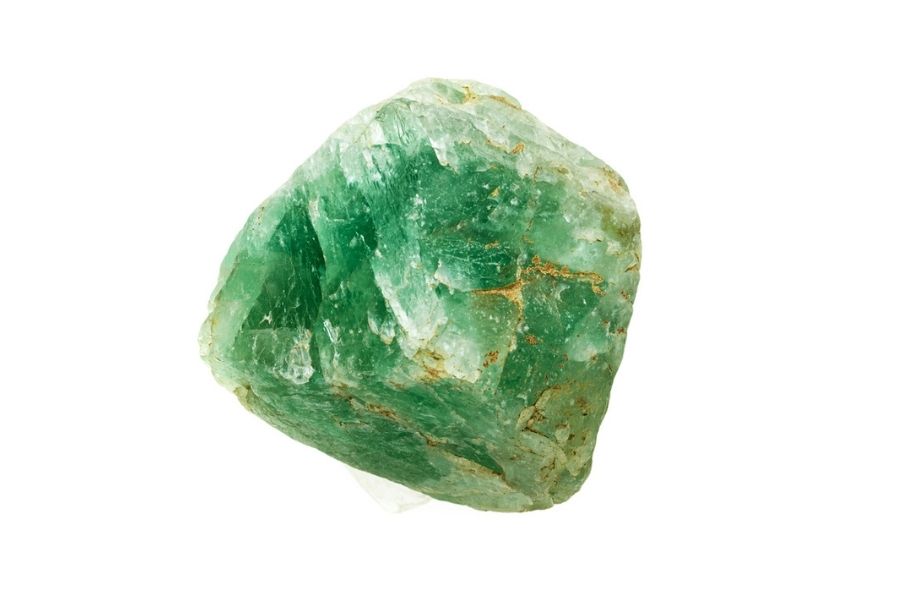 Green fluorite on a white background