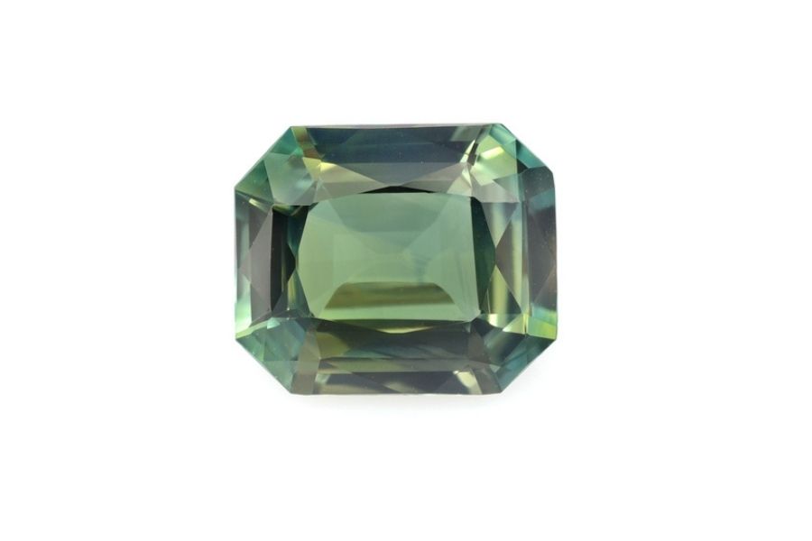 Green sapphire on a white background