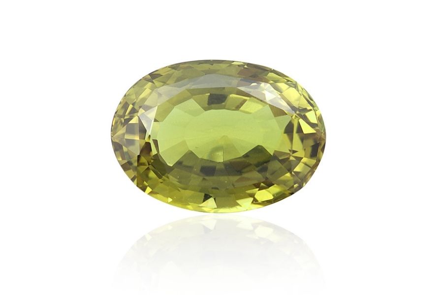 Green zircon on a white background