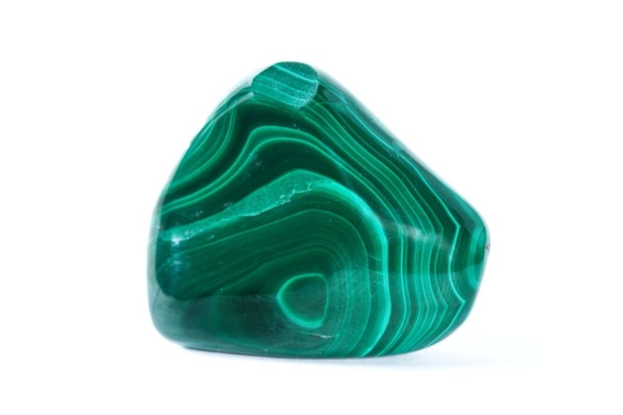 Malachite on a white background