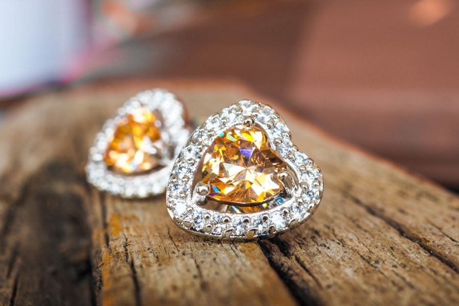 orange diamond stud earrings