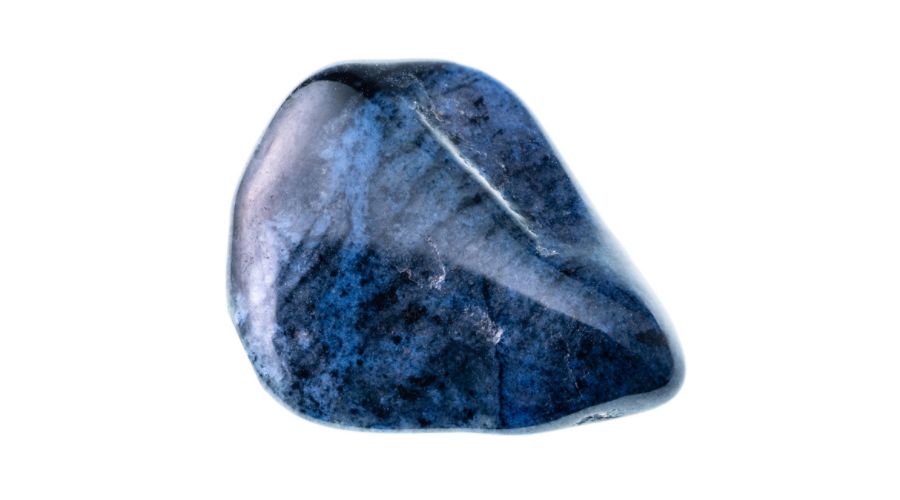 Poloished dumortierite isolated on a white background