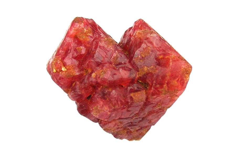 Red spinel stone on a white background.