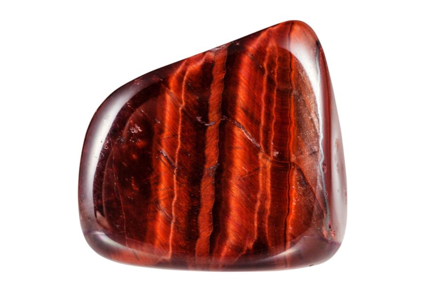 Red tiger's eye on a white background.