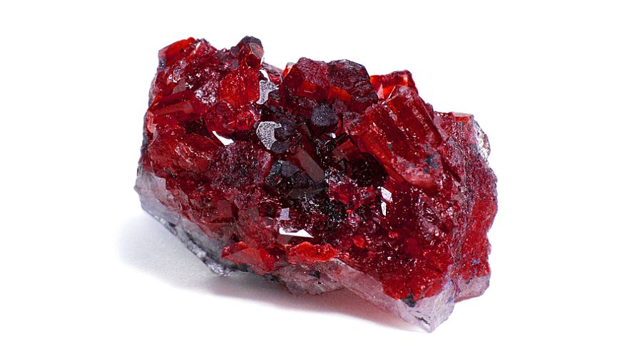 A natural ruby isolated on a white background