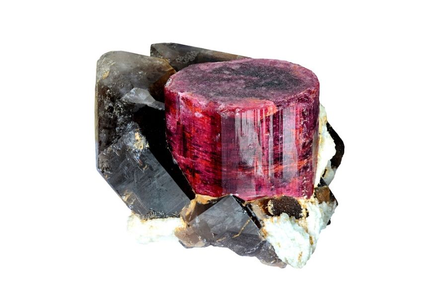 Rubellite on a white background.