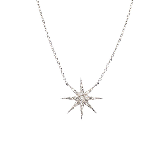 18K White Gold Diamond Star Charm on a Delicate Chain