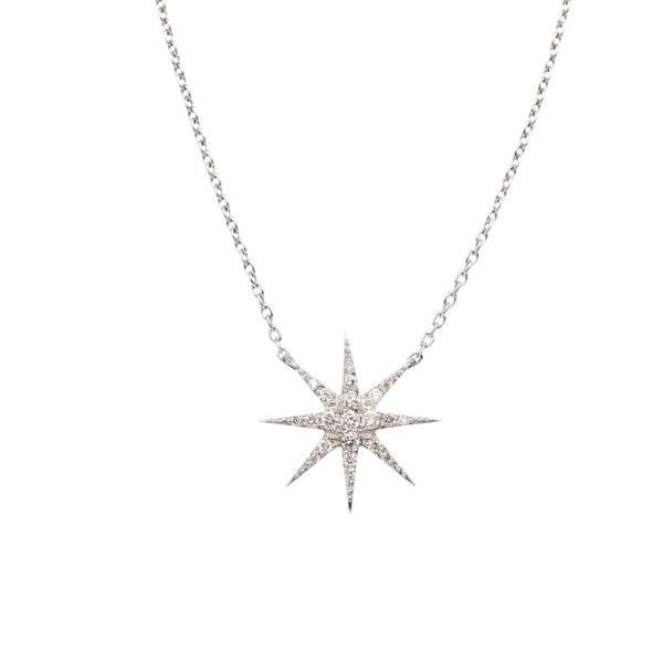 white gold diamond star charm necklace