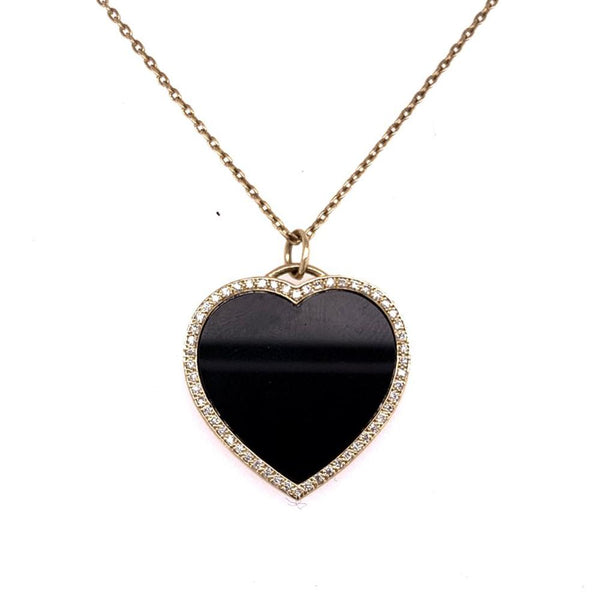 black onyx and diamond gold necklace