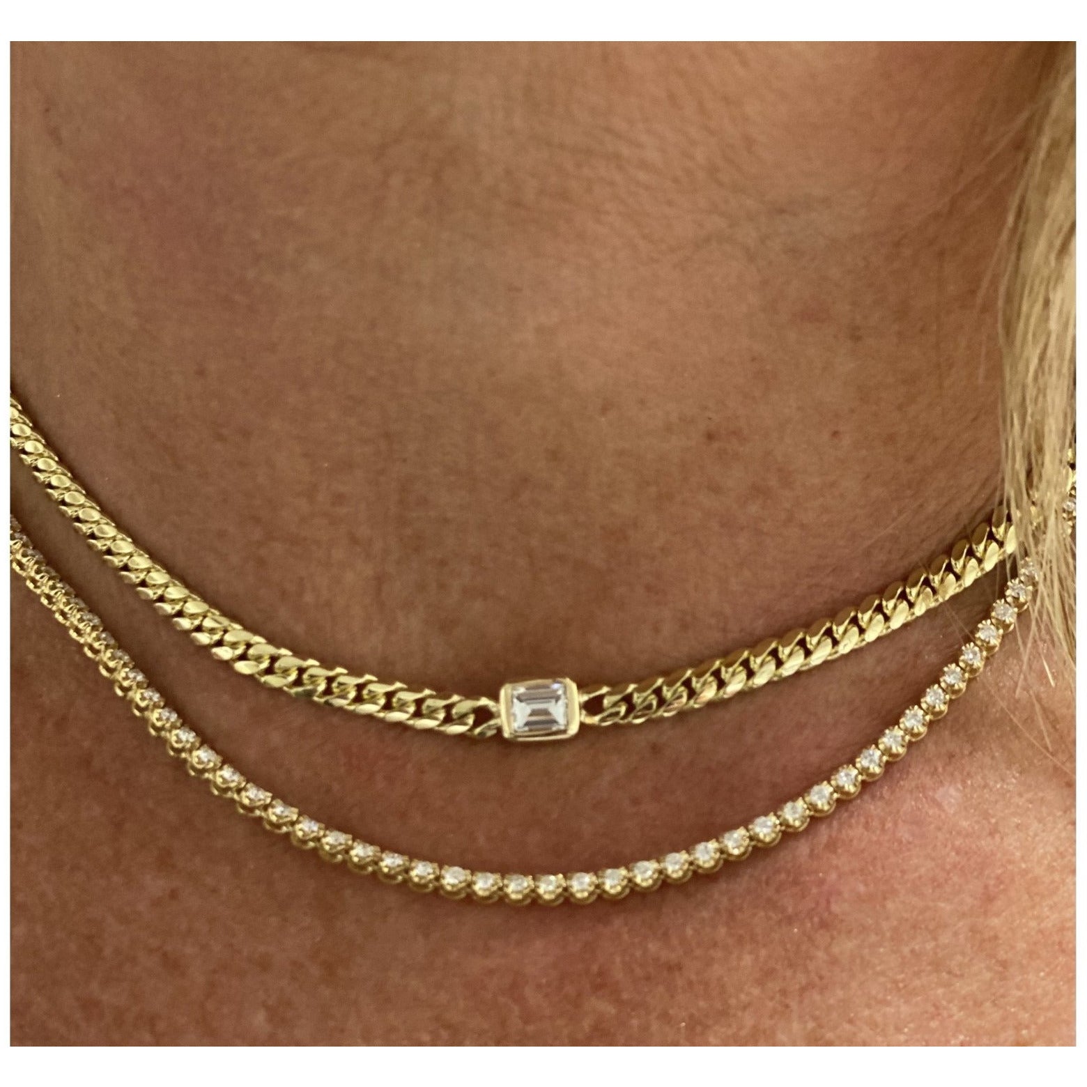 Emerald Diamond Cut Cuban Chain Choker - Jordan Jewelry