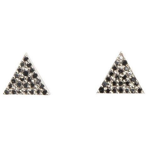 Equilateral Triangle Stud Earrings | Black Diamonds | 14K Gold - Lexie Jordan Jewelry