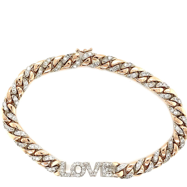 Cuban Link Diamond Love Bracelet