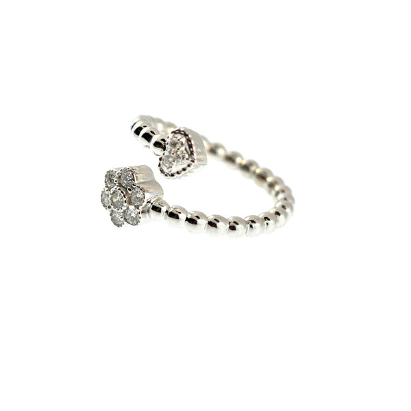 heart and flower diamond ring