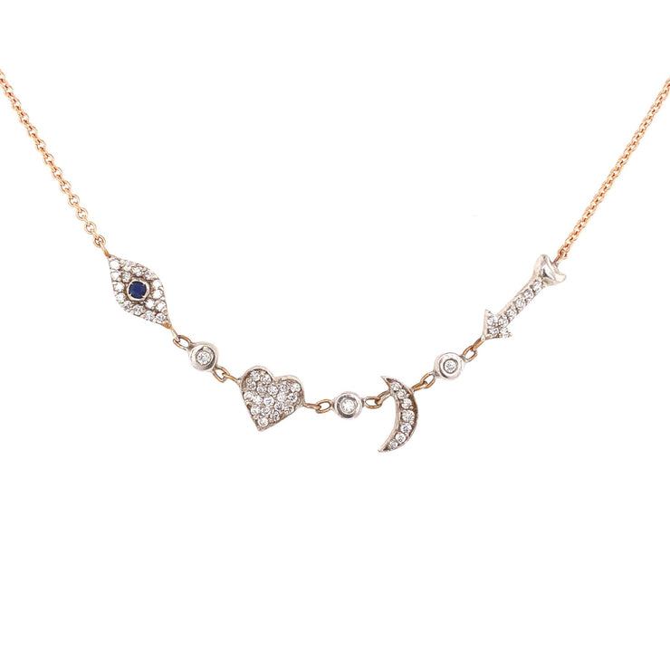 I Love You To The Moon And Back Necklace Pave Diamonds 14k Gold