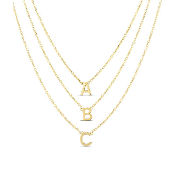 three layer mini initial gold necklace