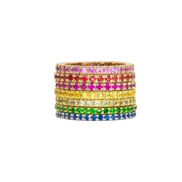 Multi-Color Gemstone Eternity Bands