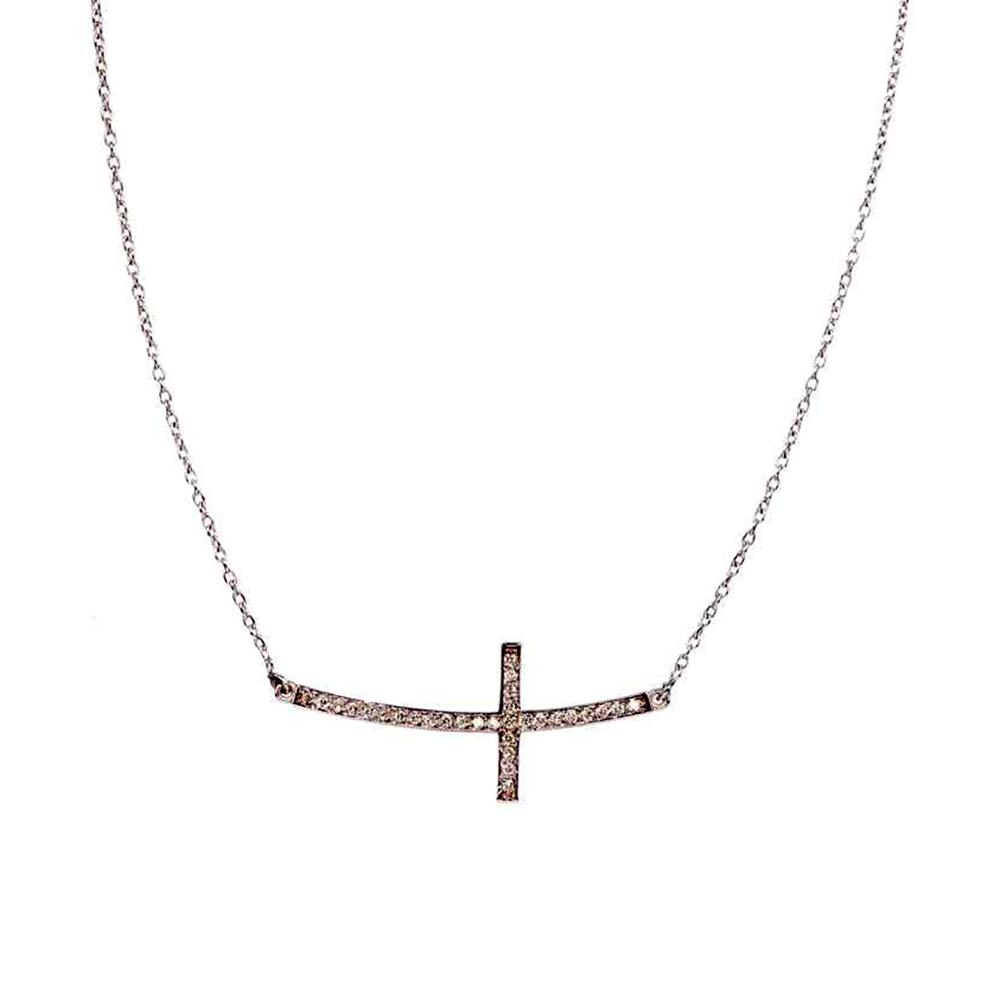 Effy Novelty 14K White Gold Diamond Sideways Cross Necklace, 0.06 TCW –  effyjewelry.com