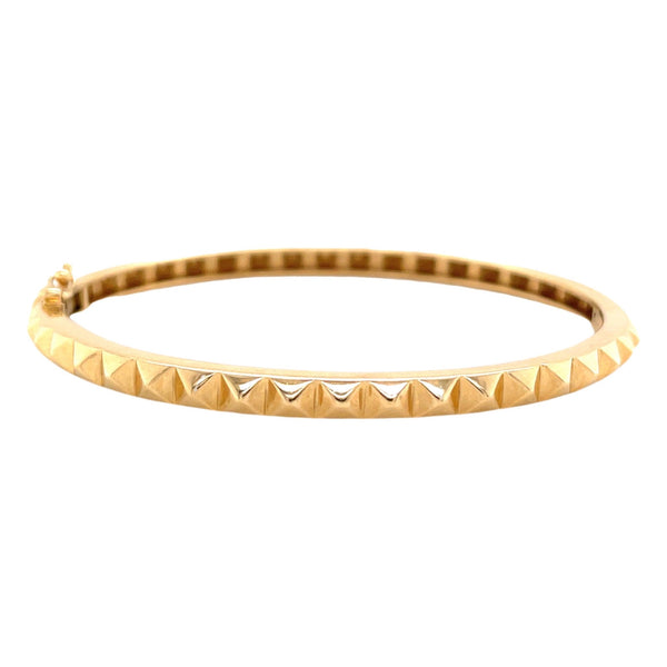 Solid Gold Pyramid Spike Bangle