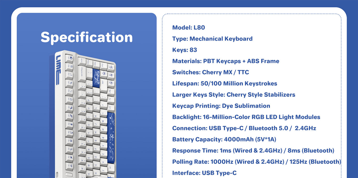 L80 SPACE THEMED Mechanical Keyboard L80 Comis Traveller