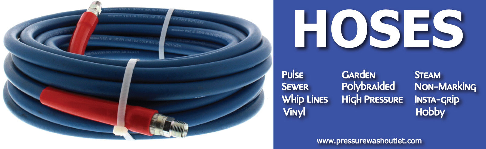 Blue Storm Quick Connect Pressure Washer Hose Assemblies - 4000 PSI Rated, 50 Foot Pressure Washer Hose Assembly