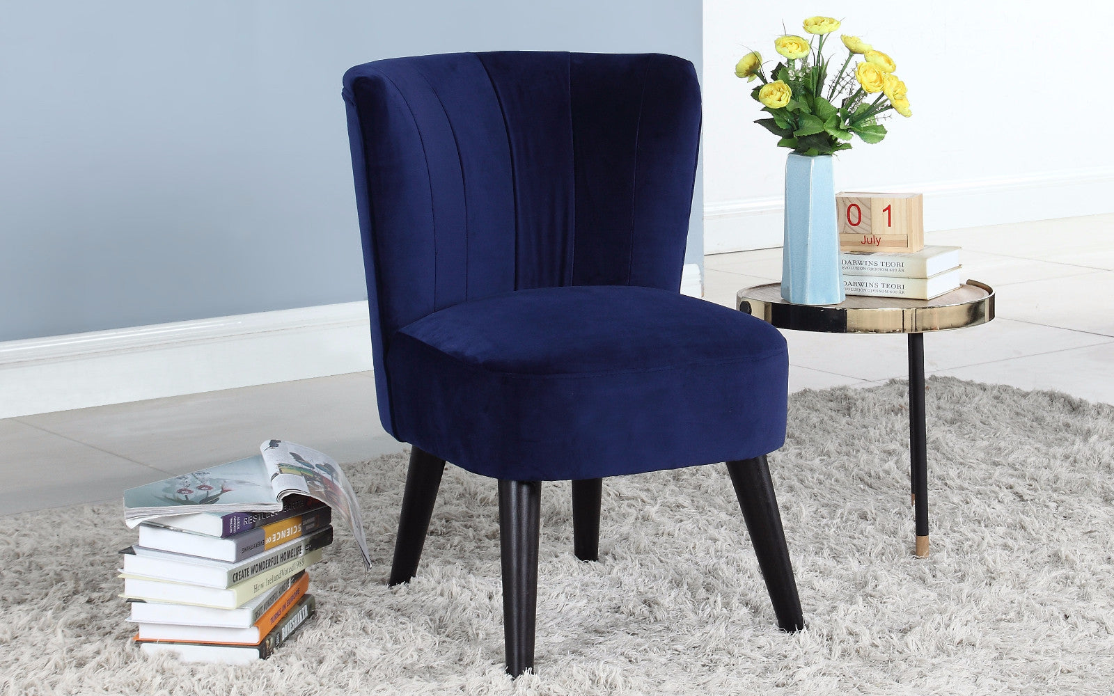 Scott Glamorous Boudoir-Style Velvet Accent Chair with Tufted Details