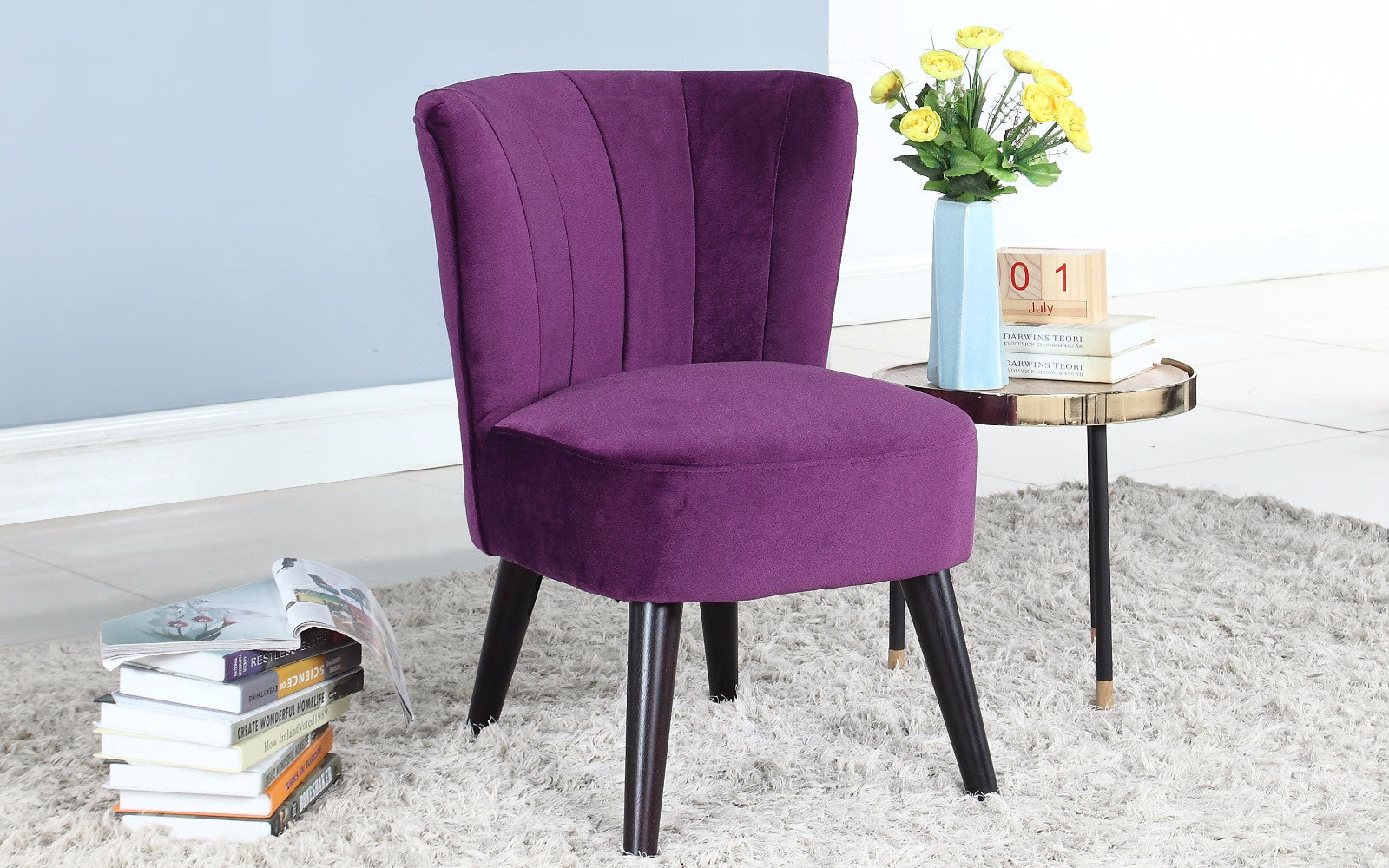 Scott Glamorous Boudoir-Style Velvet Accent Chair with Tufted Details