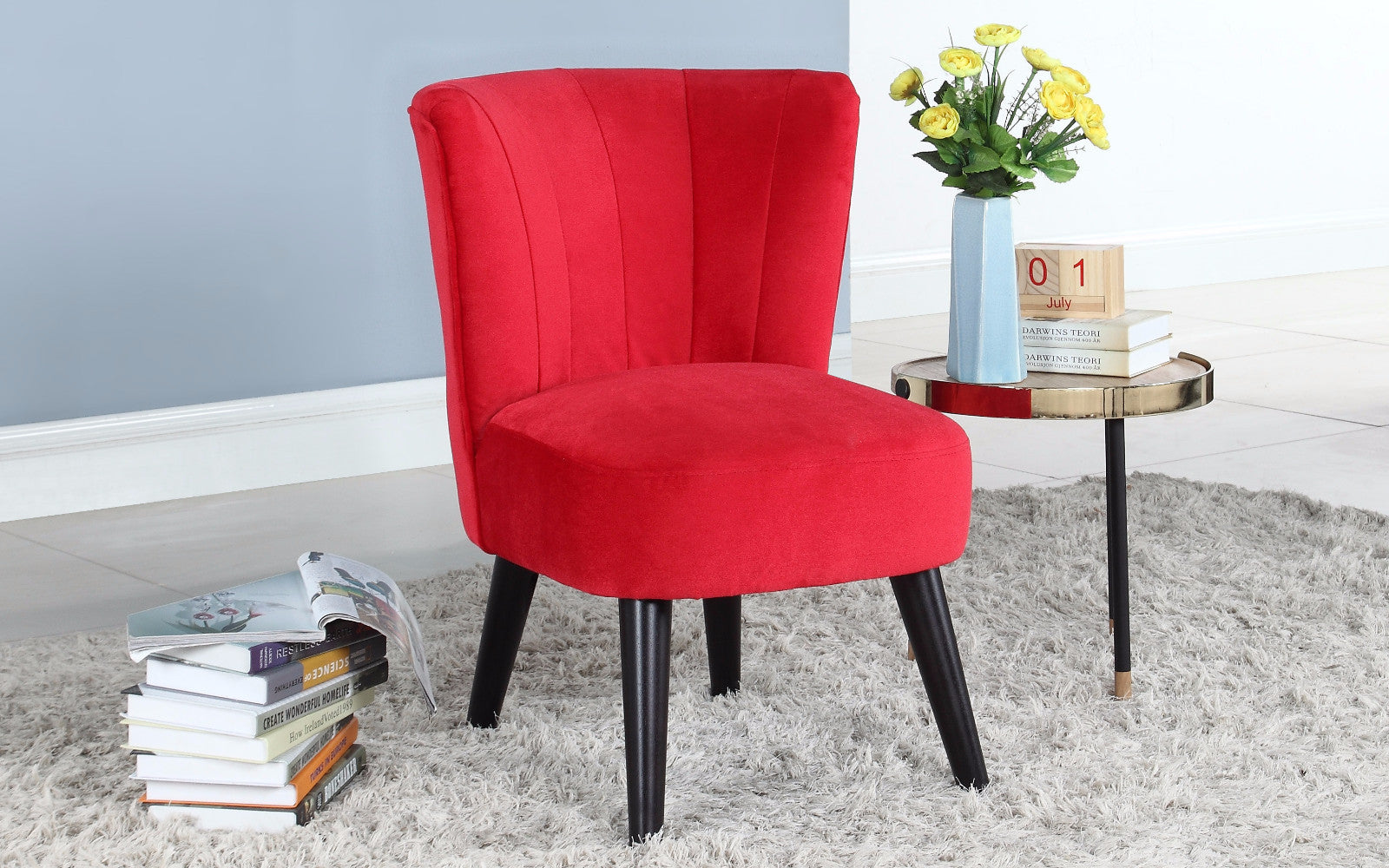 ARM09-VV-RED Scott Glamorous Boudoir-Style Velvet Accent Chair  sku ARM09-VV-RED