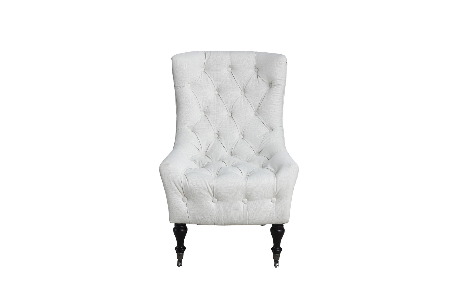 Ennio Classic Tufted Linen Armchair with Casters