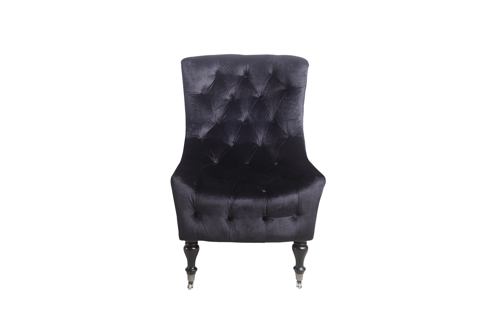 ARM13-VV-BLK Ennio Classic Tufted Velvet Armchair with Casters sku ARM13-VV-BLK