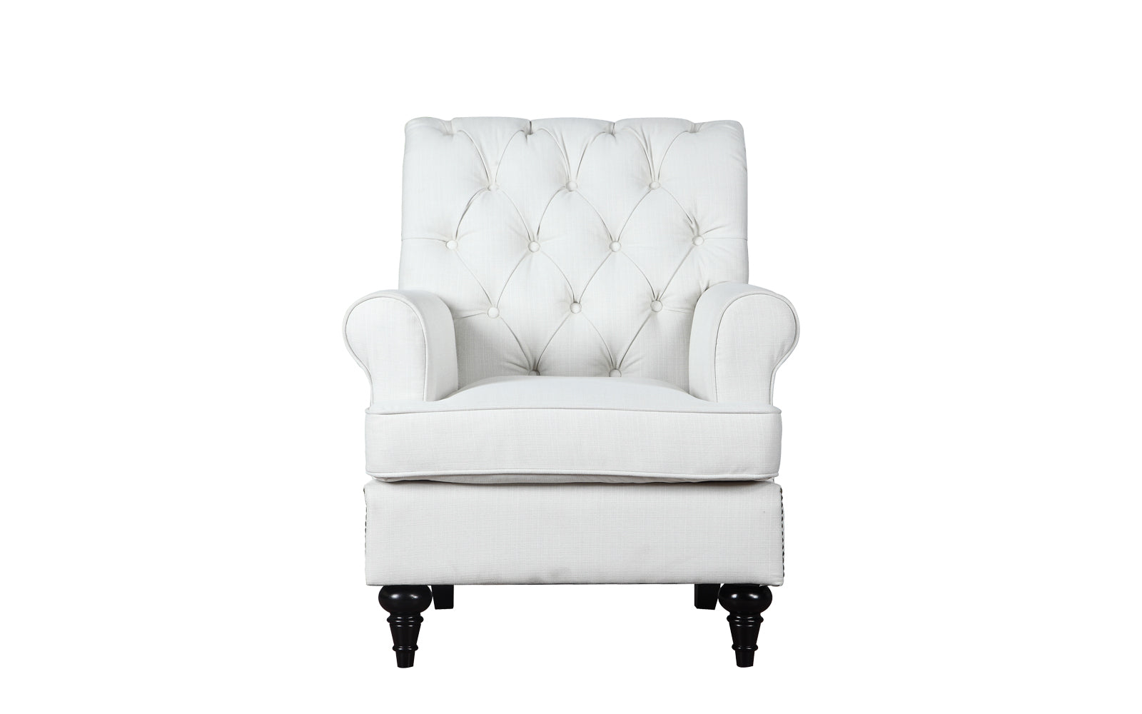 Wolf Tufted Scroll Arm Chesterfield Linen Chair