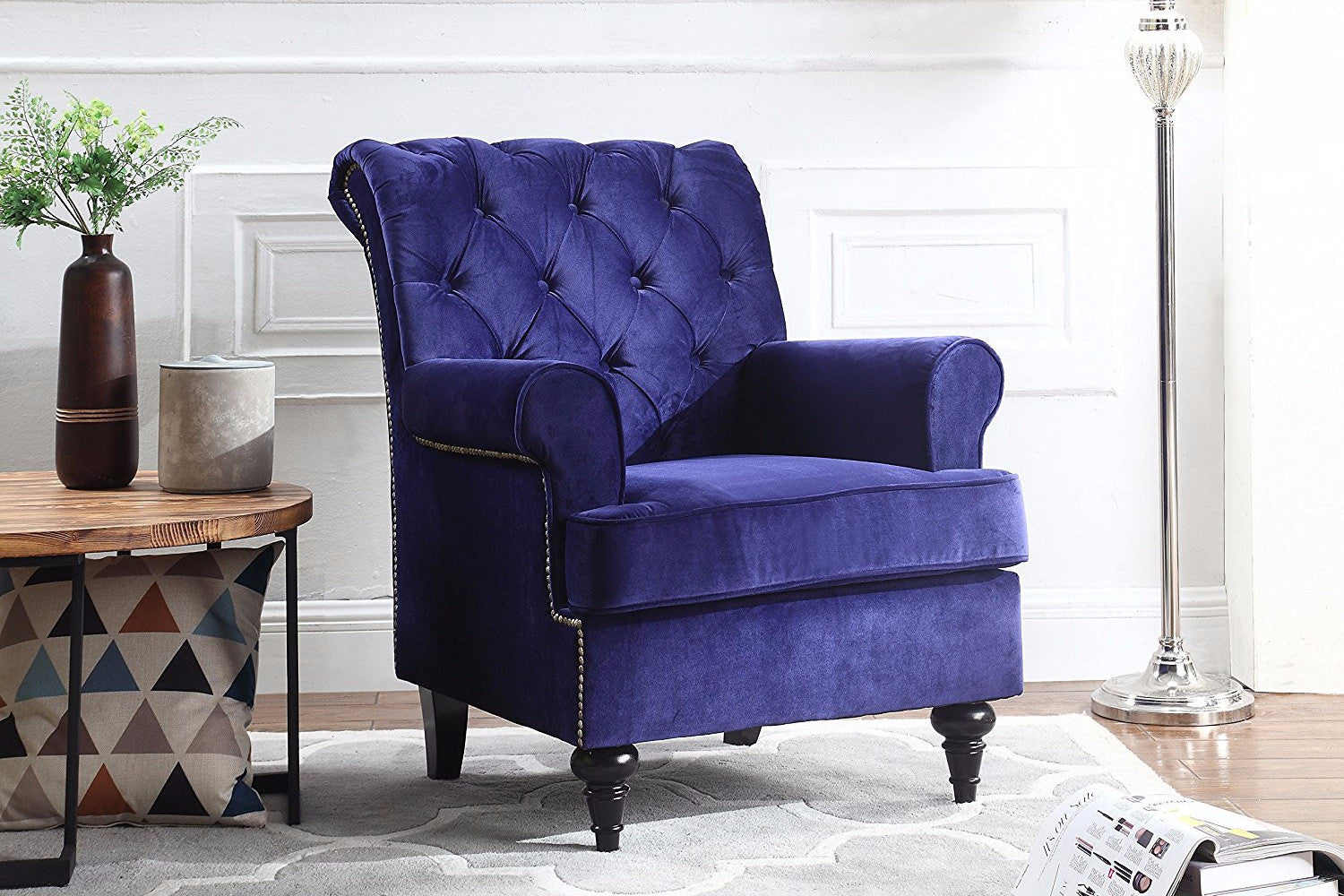 ARM16-VV-NV Christopher Tufted Velvet Accent Armchair sku ARM16-VV-NV