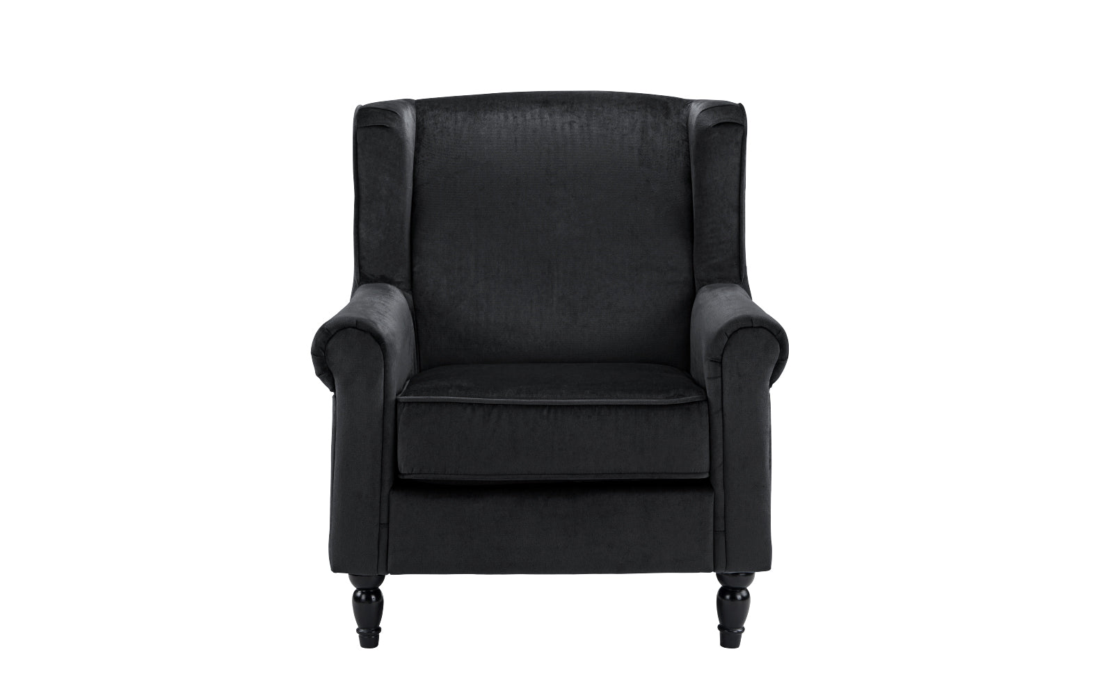 ARM21-VV-BLK Byron Late Victorian Wingback Velvet Accent Armcha sku ARM21-VV-BLK