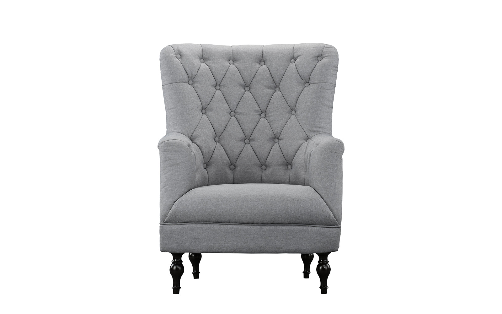 ARM25-FB-LGR Leopold Plush ClassicVictorian Tufted Linen Armcha sku ARM25-FB-LGR