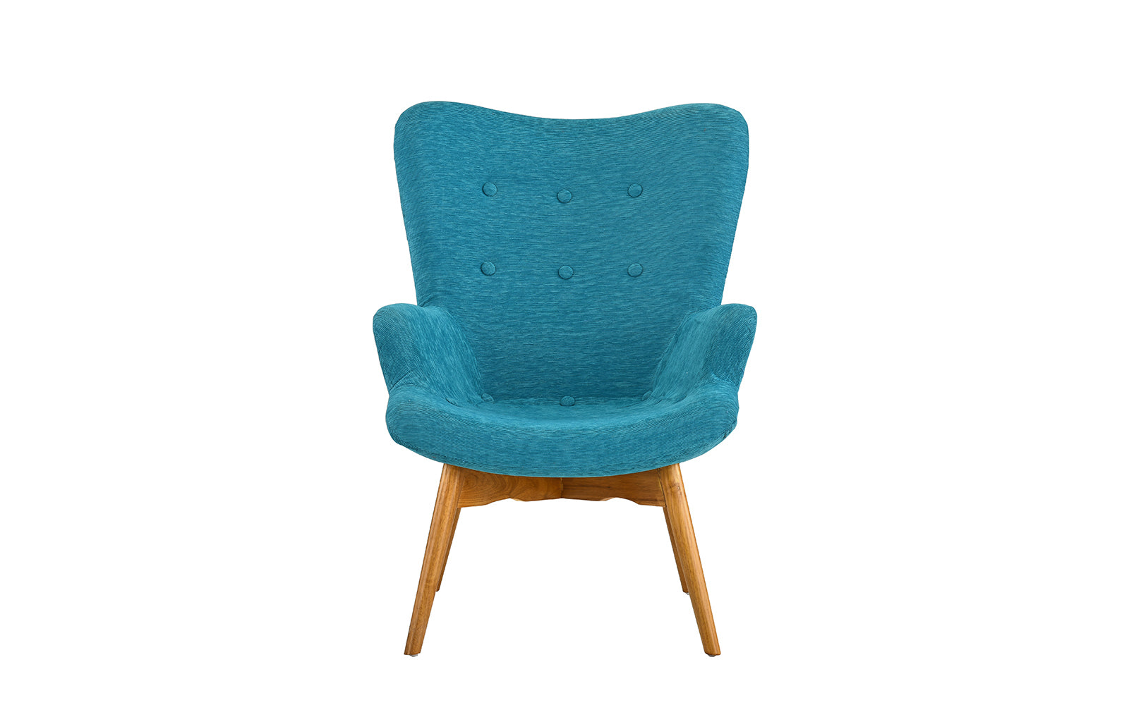Sage Mid Century Fabric Chair with Buttons, Blue