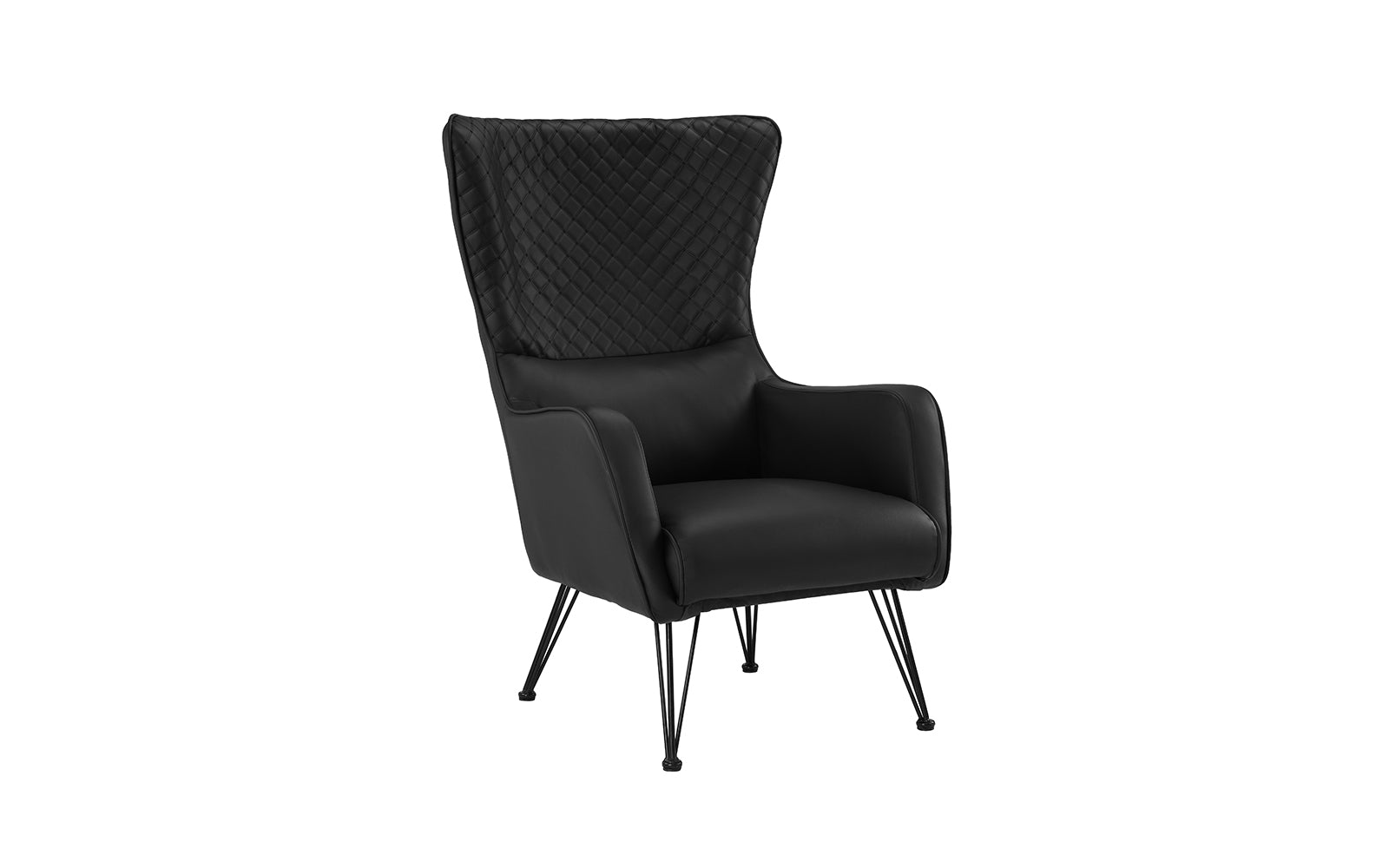 ARM39-PU-BLK Gibson Mid Century Shelter Faux Leather Armchair sku ARM39-PU-BLK