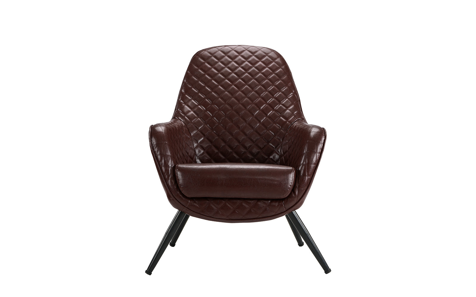 ARM48-PU-DBR Bobbi Faux Leather Diamond Tufted Arm Chair sku ARM48-PU-DBR