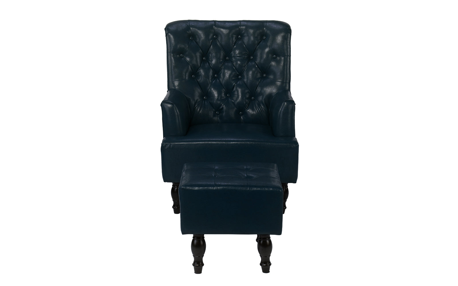 ARM57-BLU Vela Tufted Victorian Faux Leather Armchair and Ot sku ARM57-BLU