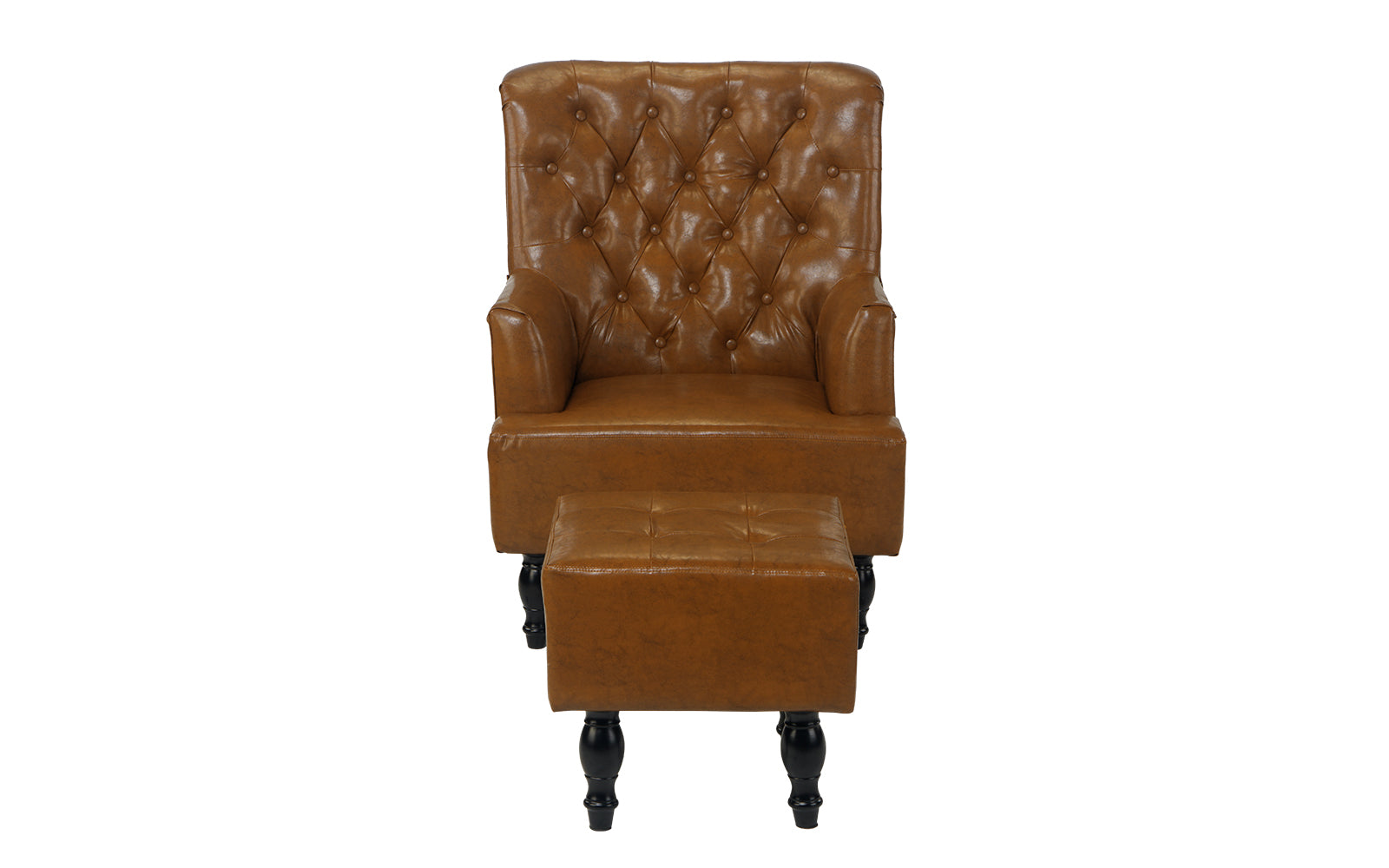 ARM57-LBR Vela Tufted Victorian Faux Leather Armchair and Ot sku ARM57-LBR