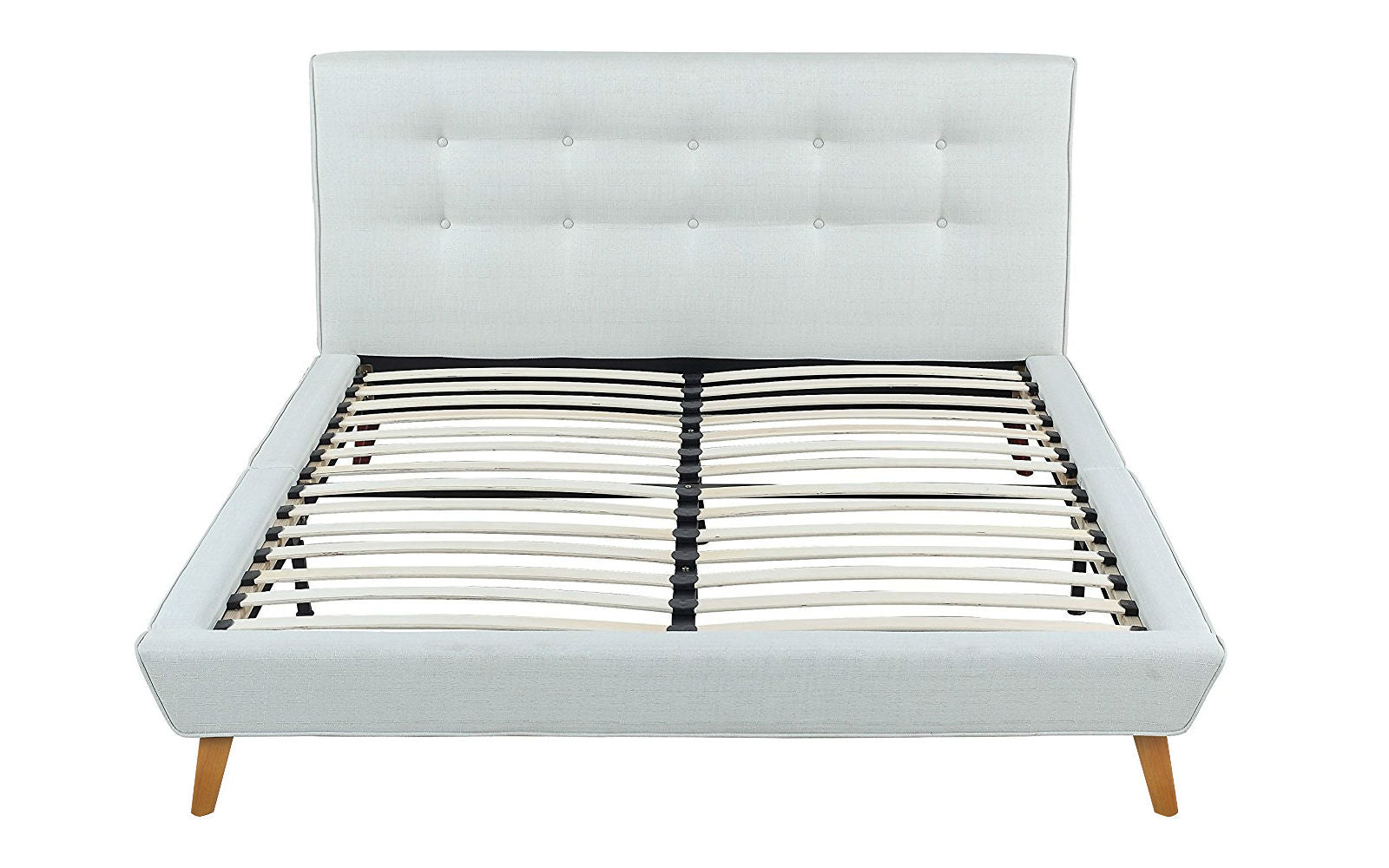 Rowan Mid Century Modern Linen Bed - Beige