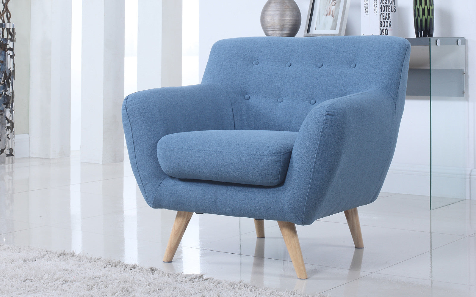 Nico Mid Century Modern Linen Chair