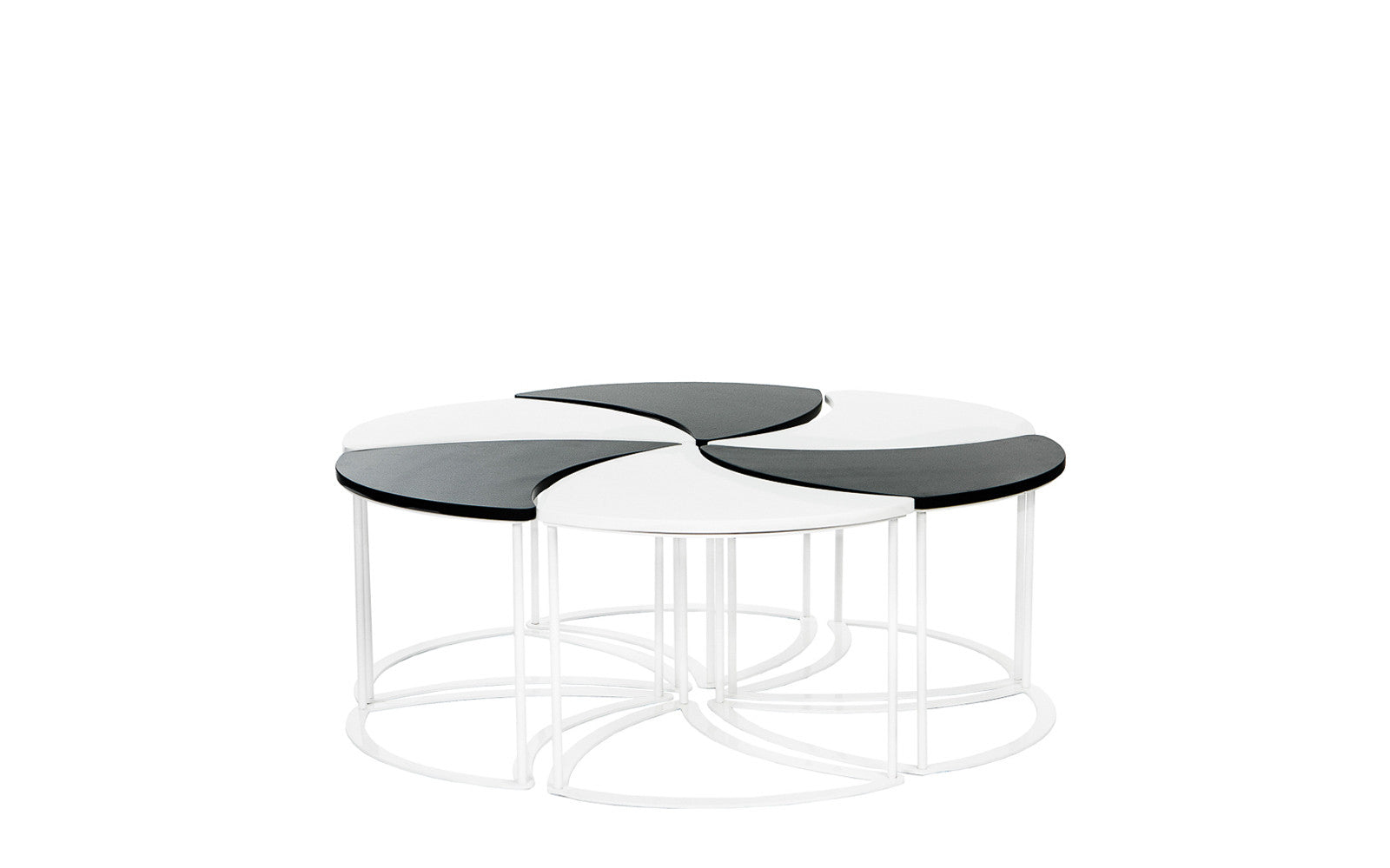 Spiral Contemporary 70s Inspired Two Tone Modular Outdoor Coffee Table